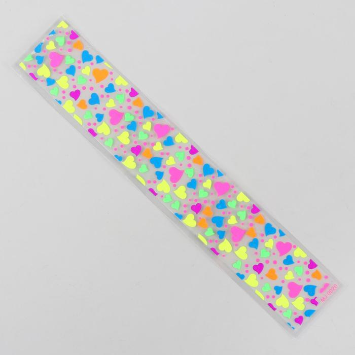 Слайдер-дизайн для ногтей "Сердечки", неоновый, цвета МИКС