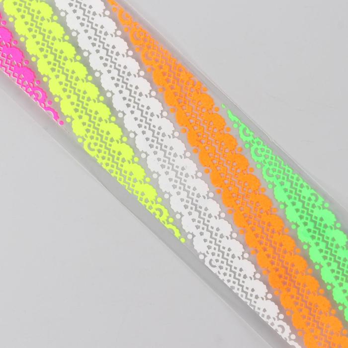 Слайдер-дизайн для ногтей "Узор", неоновый, цвета МИКС