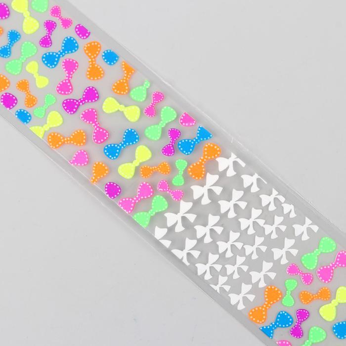 Слайдер-дизайн для ногтей "Бантики", неоновый, цвета МИКС