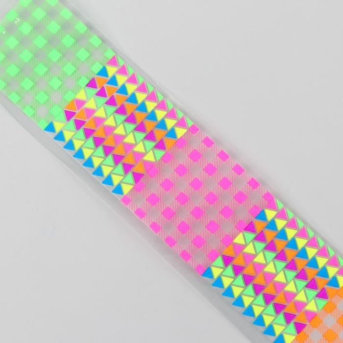 Слайдер-дизайн для ногтей "Квадрат/треугольник", неоновый, цвета МИКС