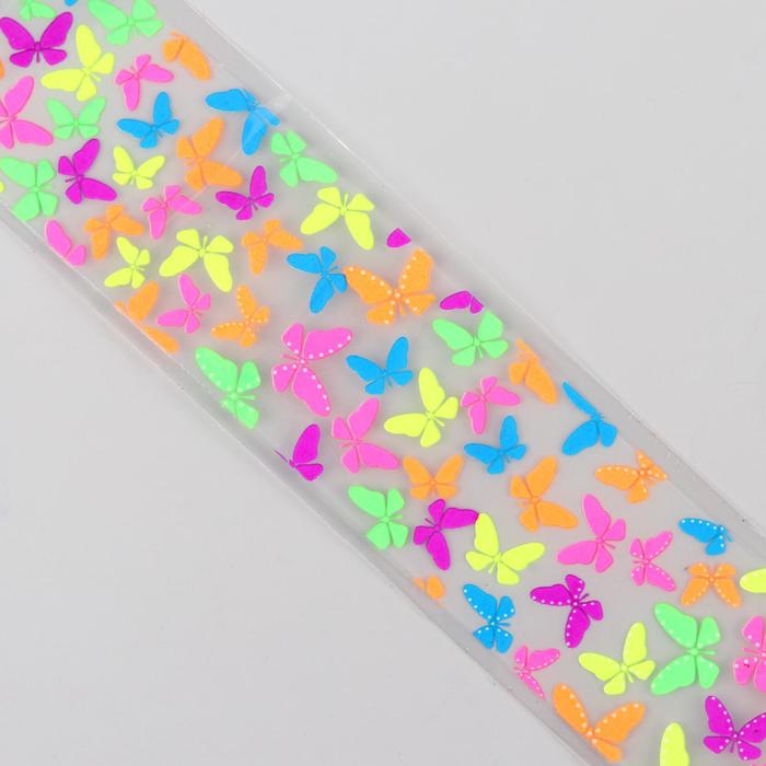 Слайдер-дизайн для ногтей "Бабочки", неоновый, цвета МИКС