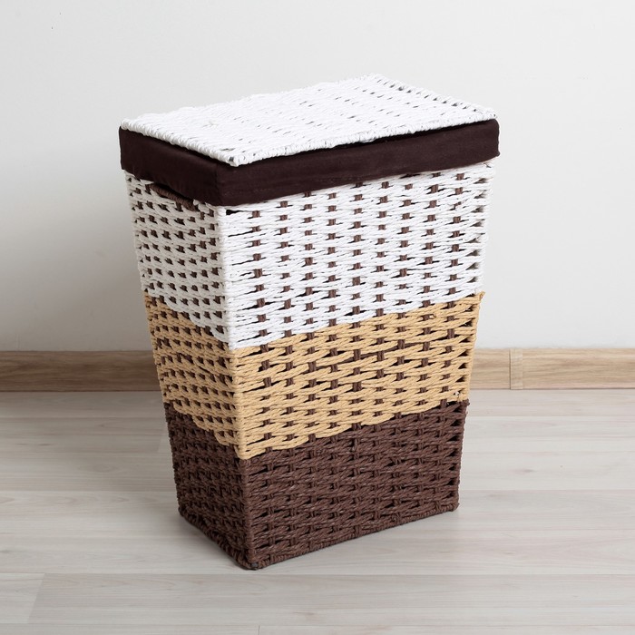 Корзина для белья, плетеная, прямоугольная "Кофе" 32х23х44 см