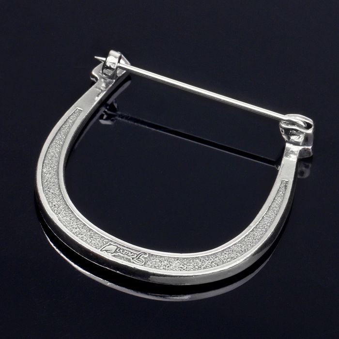 Брошь "Подкова", цвет чернёное серебро