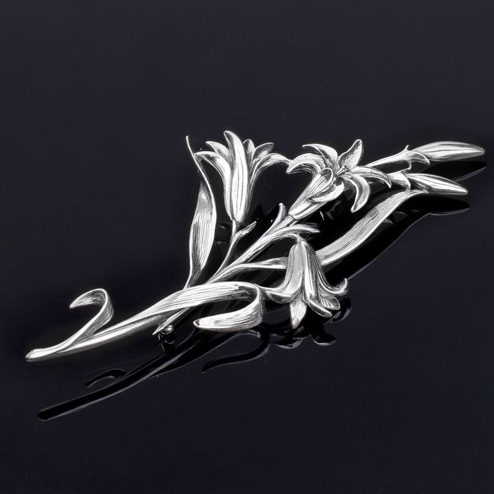Брошь &quot;Нерине&quot;, цвет чернёное серебро