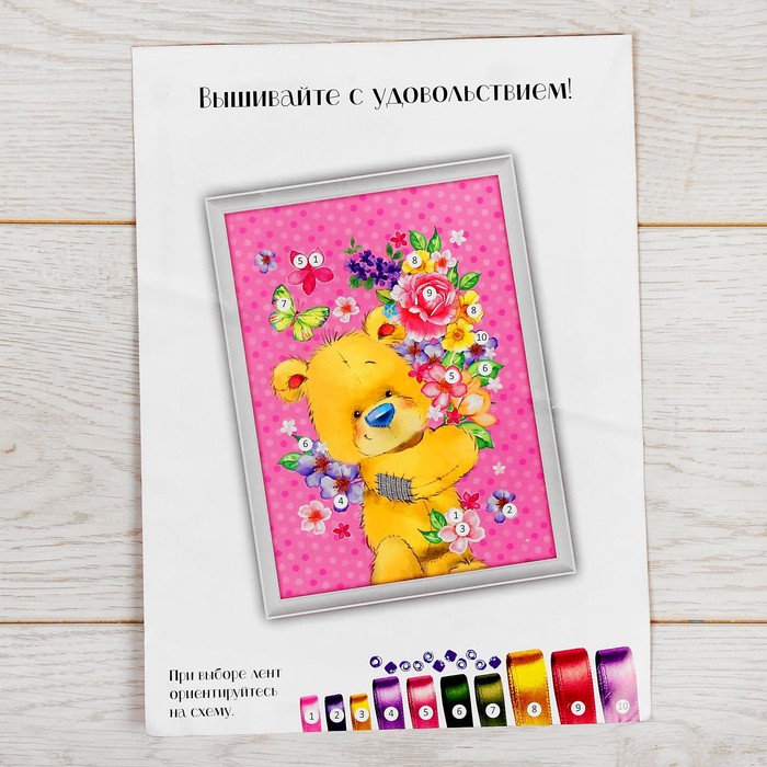 Вышивка лентами "Мишка", 25 х 35 см