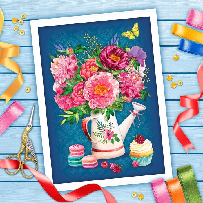 Вышивка лентами "Пионы", 25 х 35 см