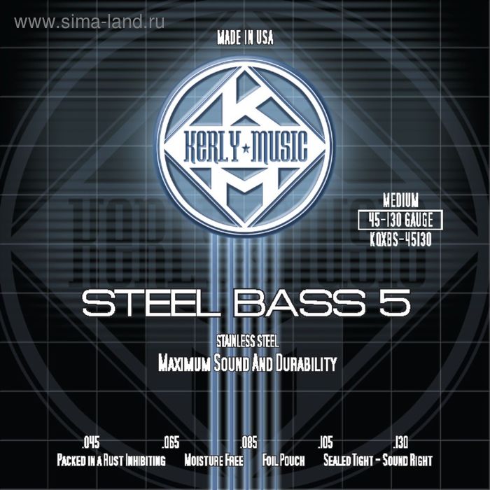 фото Струны для 5-струнной бас гитары kerly kqxbsf-45130 stainless steel flat wound