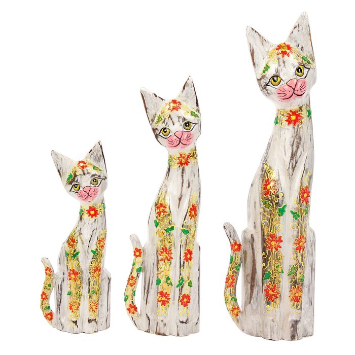 Набор кошек 3шт (30,40,50) см дерево