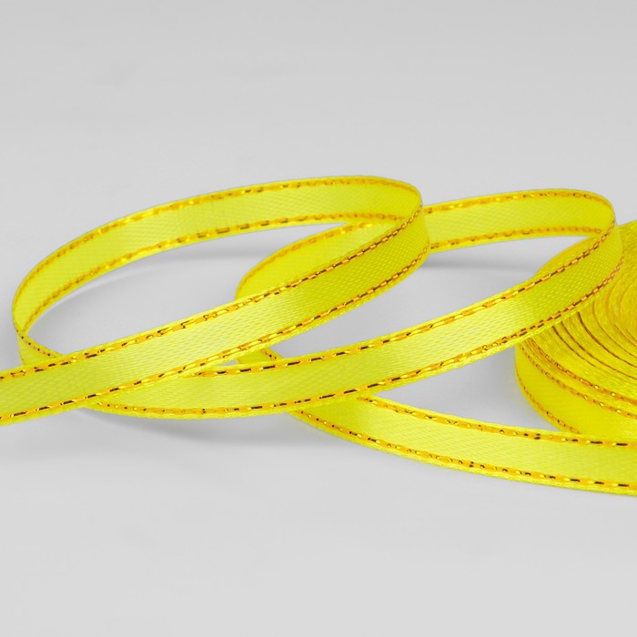 Лента атласная «Золотые нити», 6 мм × 23 ± 1 м, цвет жёлтый №015 лента атласная золотые нити 6 мм × 23 ± 1 м цвет сиреневый 044
