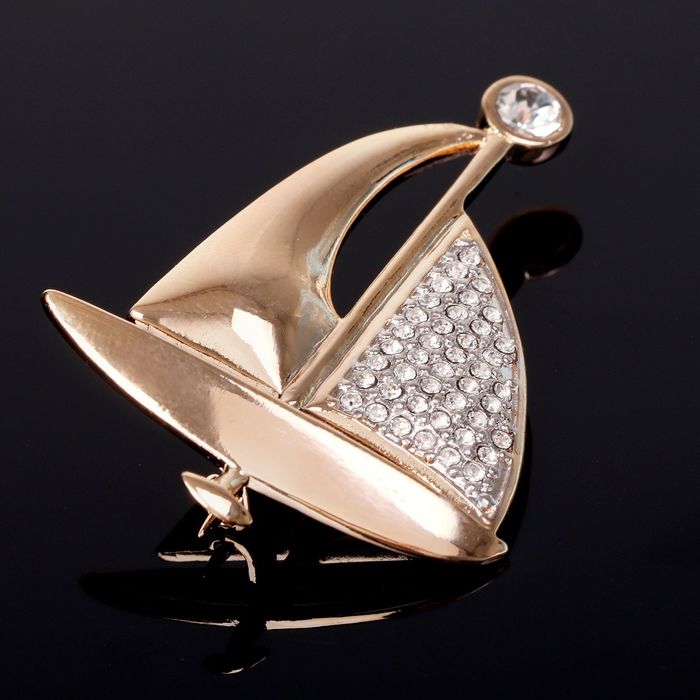 Брошь "Лисель", цвет белый в золоте