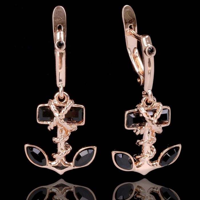 Серьги "Верп", цвет чёрный в золоте