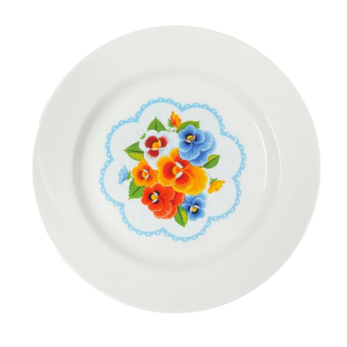 Тарелка мелкая 20 см "Голубка. Фиалки в кружевах"