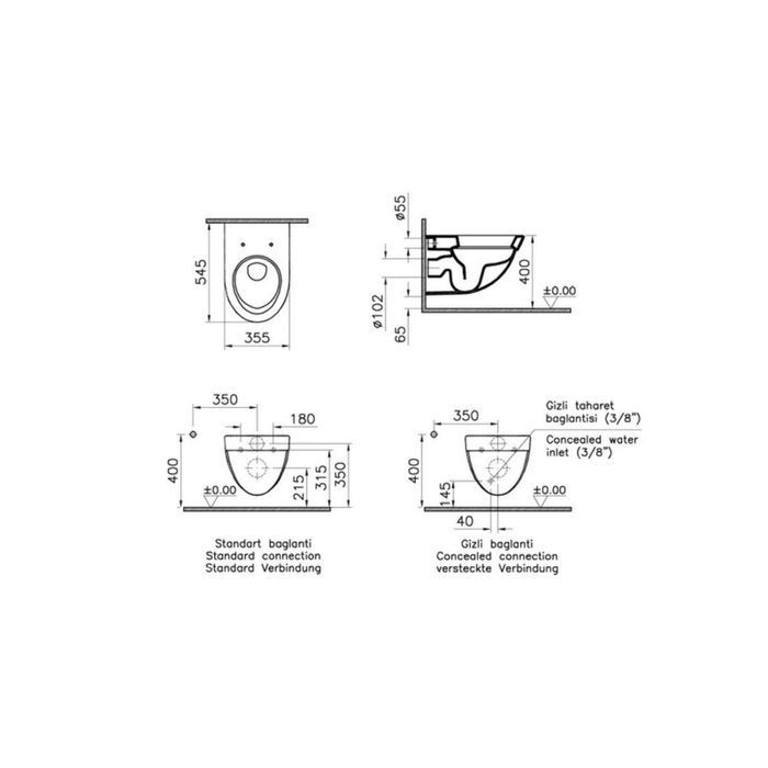 Унитаз Vitra FORM 500, подвесной, с бидеткой, цвет белый