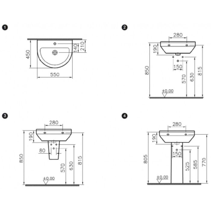 Раковина Vitra S50, ширина 55 см, цвет белый