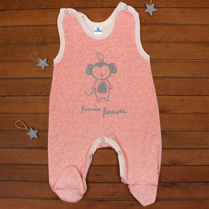 Полукомбинезон детский, рост 62 см, цвет коралловый меланж 161058_М