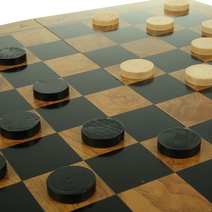 Набор игр 3в1. Нарды (кубик 7мм-2шт)+Шахматы пласт+Шашки пласт (d=3см) дерево 20х40см УЦЕНКА