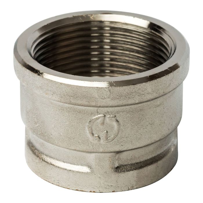 Муфта STOUT, переходная никелированная, внутренняя/внутренняя резьба 1"1/2х1/2"