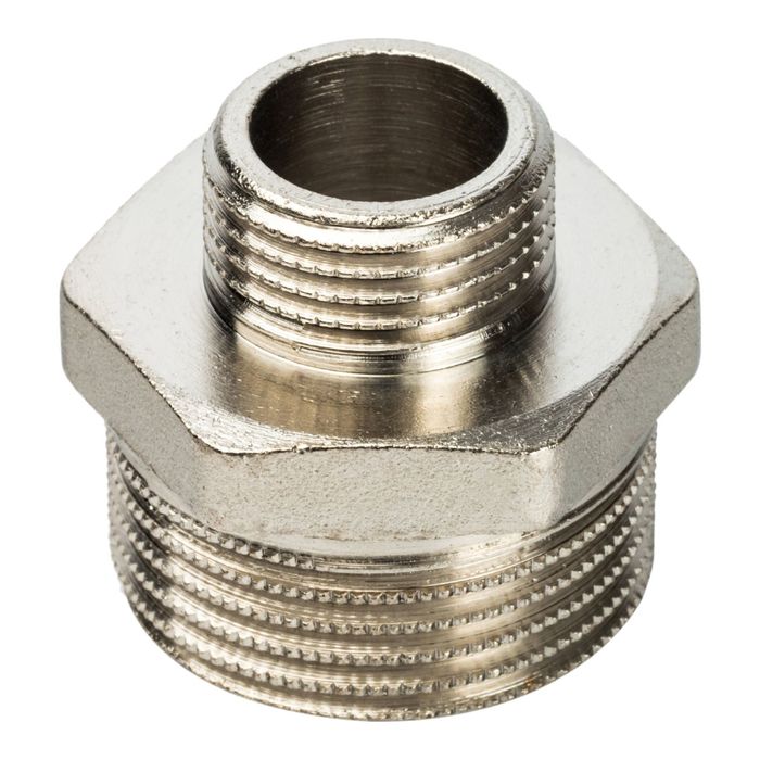Ниппель STOUT SFT-0004-000112, переходной никелированный, наружная/наружная резьба 1"х1/2"