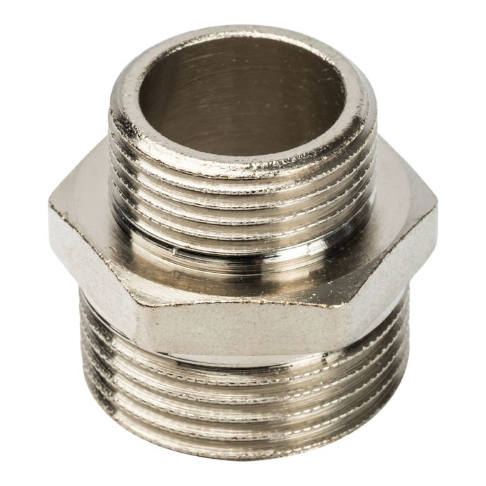 Ниппель STOUT SFT-0004-000134, переходной никелированный, наружная/наружная резьба 1"х3/4"