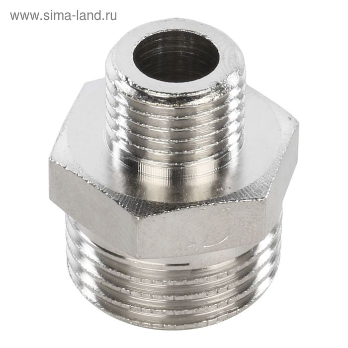 Ниппель переходной STOUT SFT-0004-001214, 1/2x1/4, наружная резьба, никелированная латунь соединитель переходной stout наружная резьба никелированный 1 2 х 1 4 sft 0004 001214