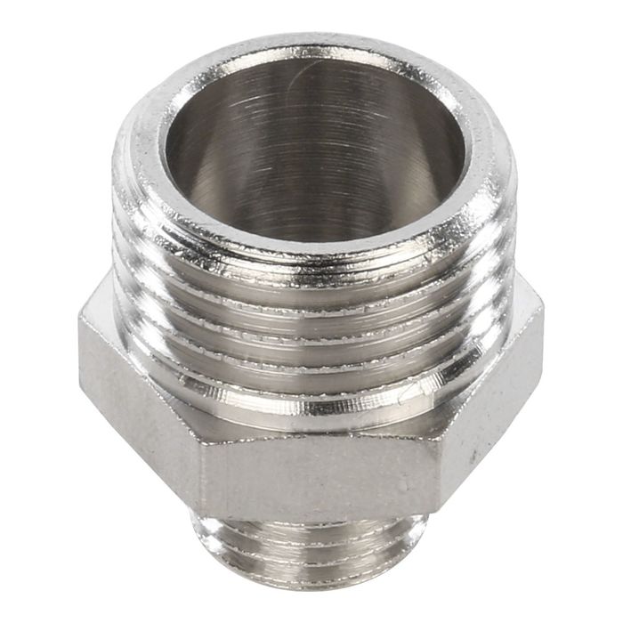 Ниппель STOUT SFT-0004-001214, переходной никелированный, наружная/наружная резьба 1/2"х1/4" 24399