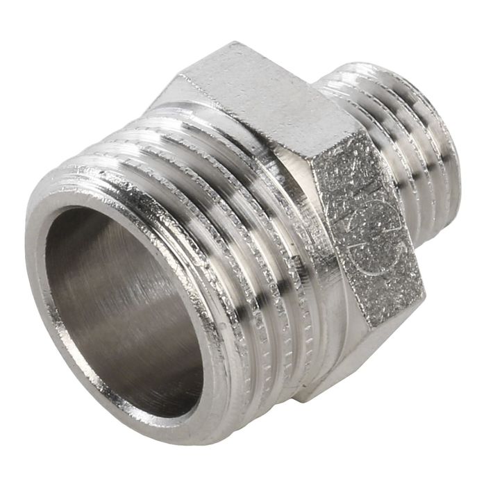 Ниппель STOUT SFT-0004-001214, переходной никелированный, наружная/наружная резьба 1/2"х1/4" 24399