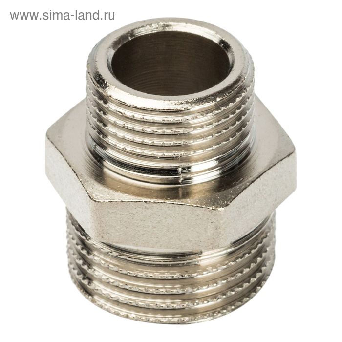 

Ниппель переходной STOUT SFT-0004-001238, 1/2"x3/8", наружная резьба, никелированная латунь