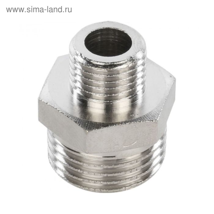 

Ниппель переходной STOUT SFT-0004-003412, 3/4"x1/2", наружная резьба, никелированная латунь