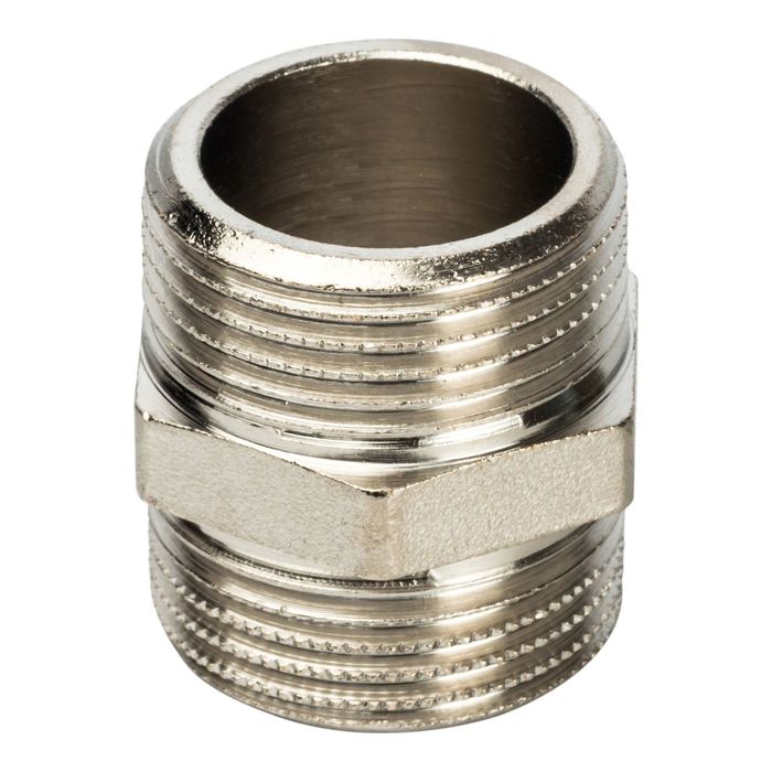 Ниппель STOUT SFT-0004-003434, никелированный, наружная/наружная резьба 3/4"