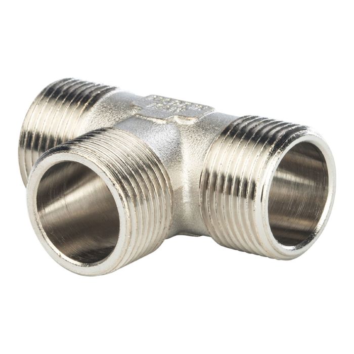 Тройник STOUT SFT-0018-000111, никелированный, наружная/наружная резьба 1"х1"х1"