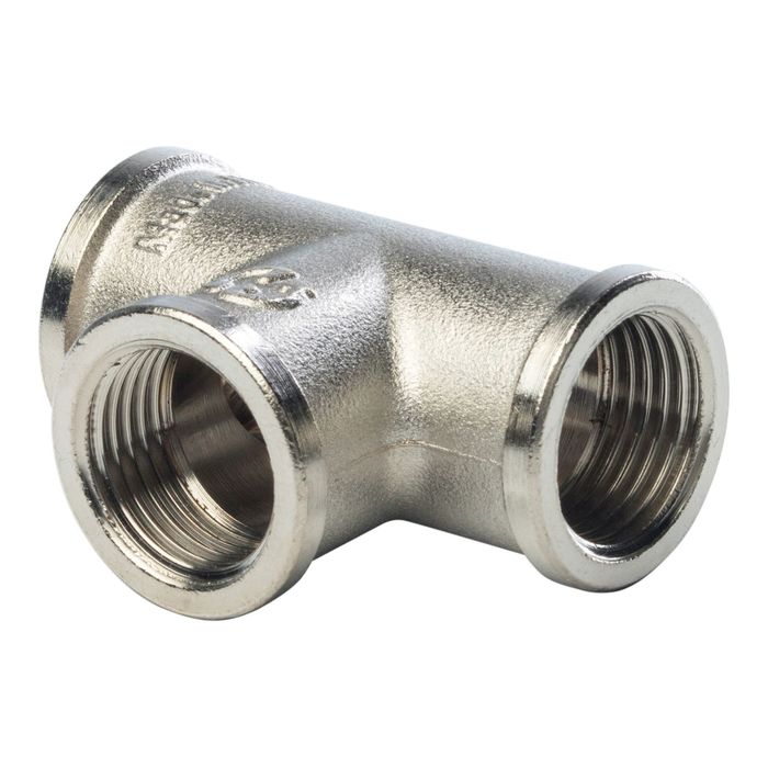Тройник STOUT SFT-0020-000012, никелированный, внутренняя/внутренняя резьба 1/2"