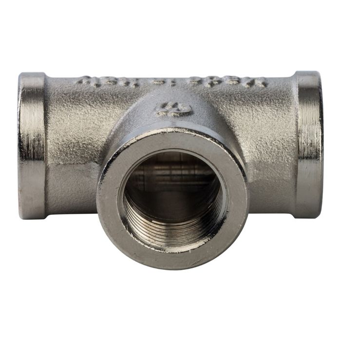Тройник STOUT SFT-0020-000038, никелированный, внутренняя/внутренняя резьба 3/8"