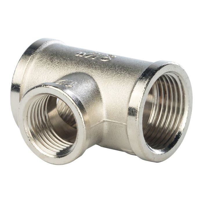 Тройник STOUT, переходной никелированный, внутренняя/внутренняя резьба 3/4"х1/2"х3/4"