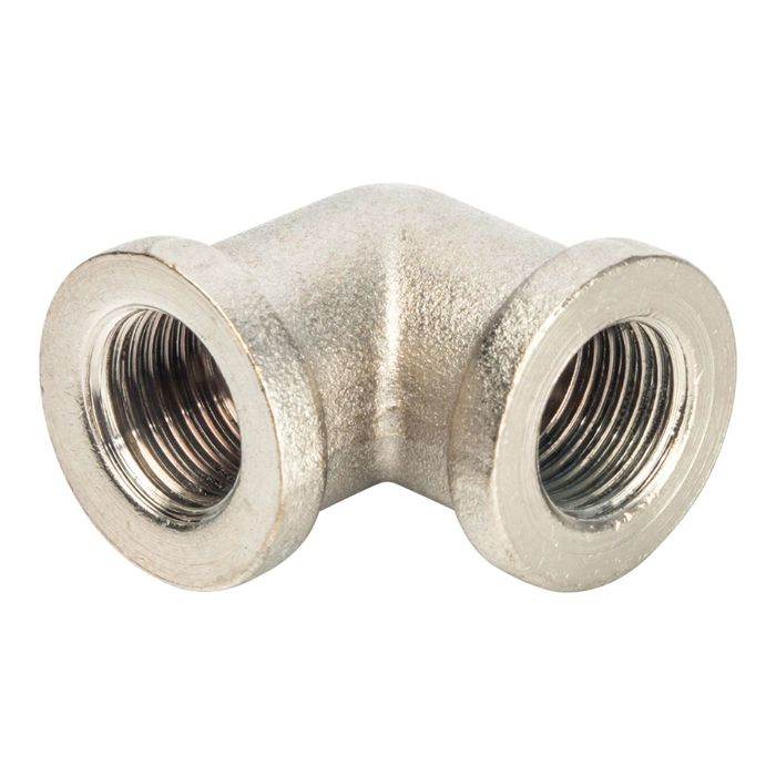 Угольник STOUT, никелированный, внутренняя/внутренняя резьба 1/4", SFT-0014-000014