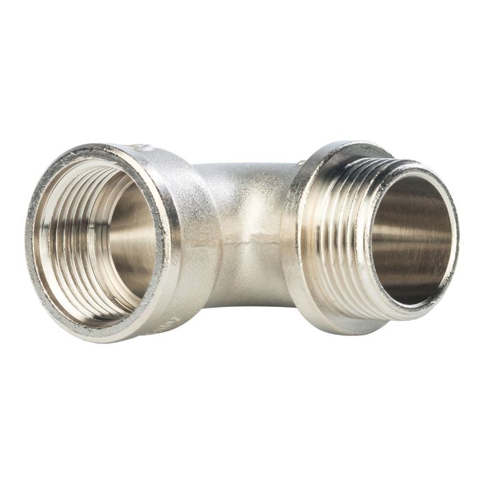 Угольник STOUT, с упором, никелированный, наружная/внутренняя резьба 1", SFT-0016-000001