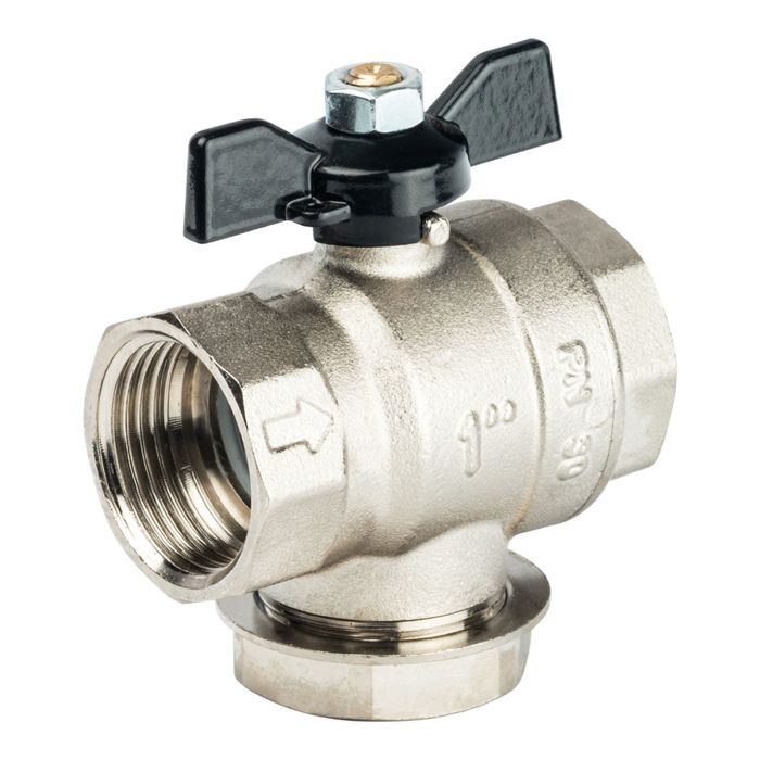 Кран шаровой STOUT, с фильтром 1", ручка-бабочка, SVF 0002 000025