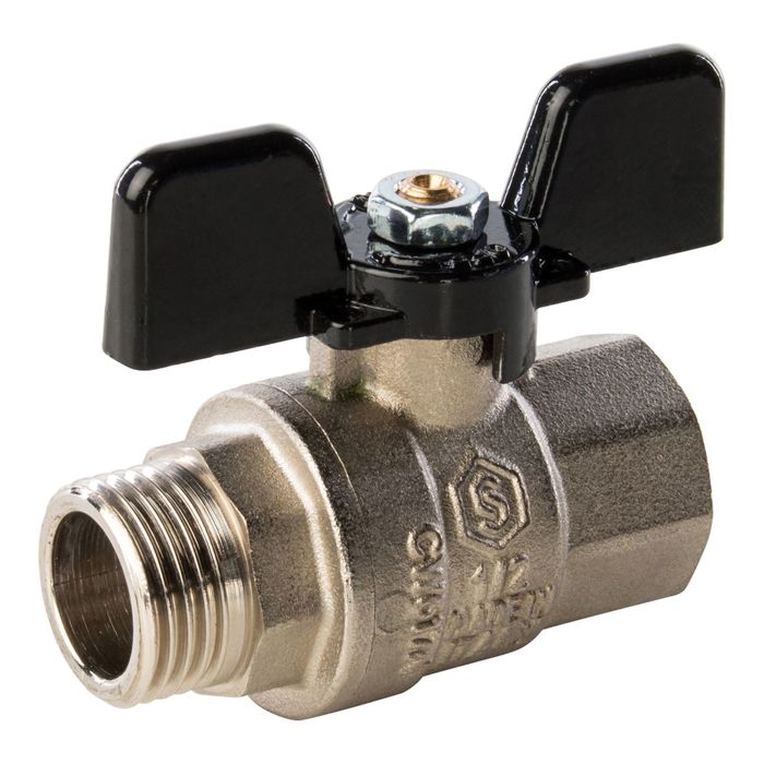 Кран шаровой STOUT, полнопроходной, ВР/НР 1/2", ручка бабочка, SVB-0004-000015