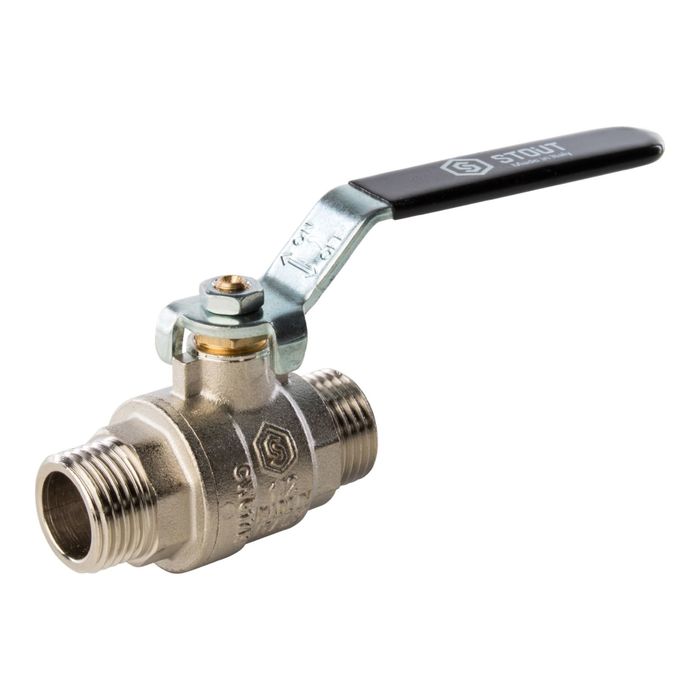 Кран шаровой STOUT, полнопроходной, НР/НР 1/2", ручка рычаг, SVB-0005-000015