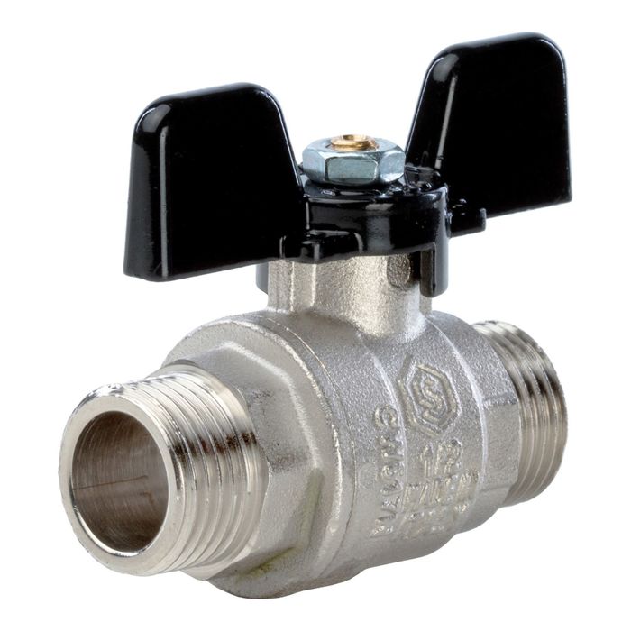 Кран шаровой STOUT, полнопроходной, НР/НР 1/2", ручка бабочка, SVB-0006-000015
