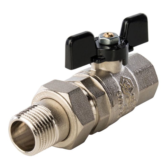 Кран шаровой STOUT, полнопроходной с "американкой", ВР/НР 1/2", ручка бабочка