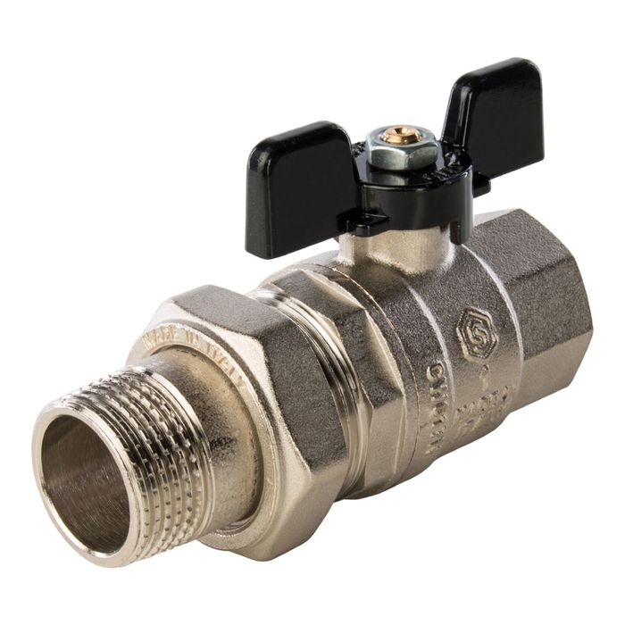 Кран шаровой STOUT, полнопроходной с "американкой", ВР/НР 1", ручка бабочка