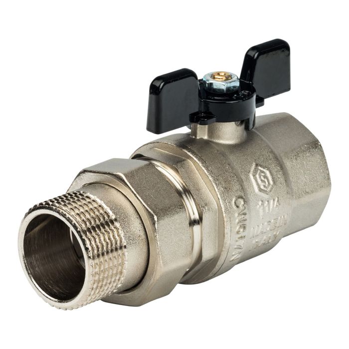 Кран шаровой STOUT, полнопроходной с "американкой", ВР/НР 1"1/4, ручка бабочка