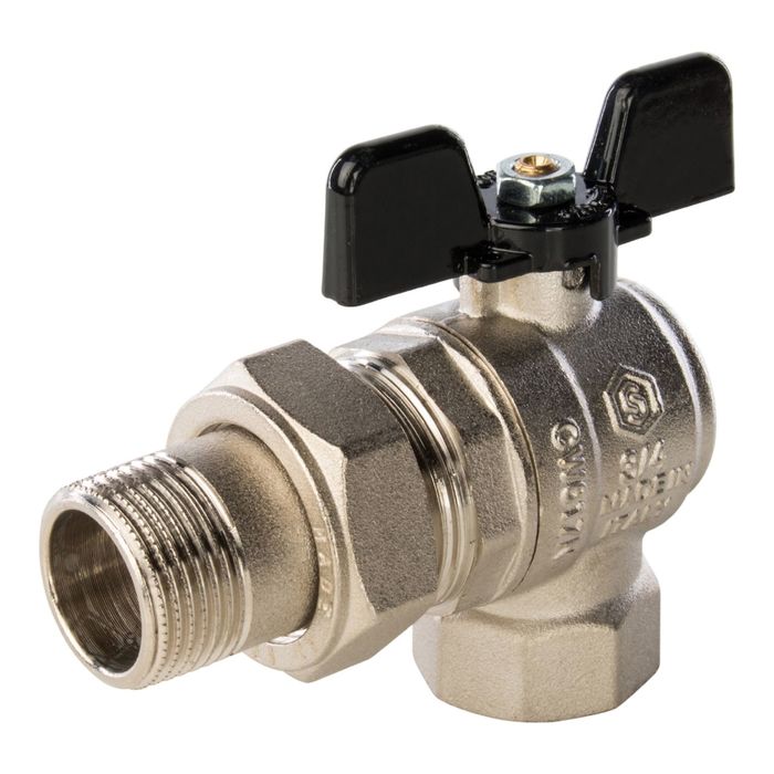 Кран шаровой STOUT, полнопроходной с "американкой", ВР/НР 3/4", ручка бабочка