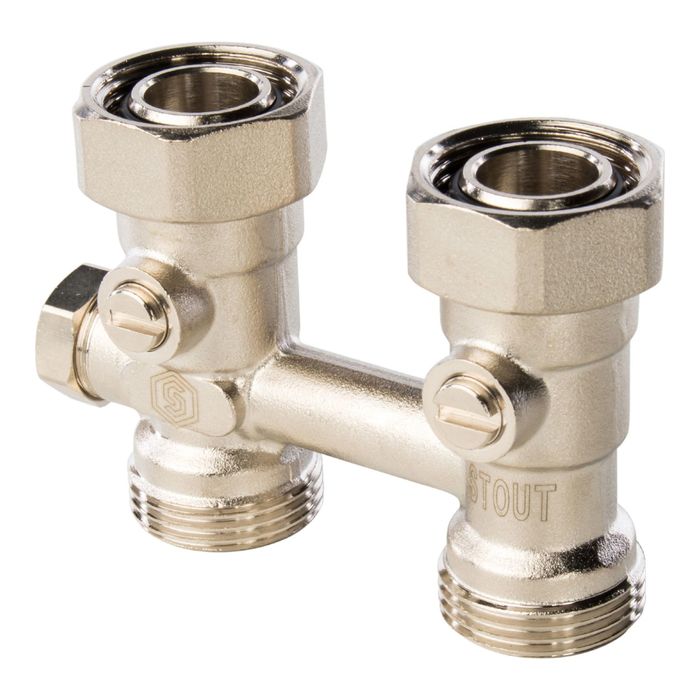 Узел нижнего подключения радиатора STOUT, для однотрубной системы, прямой, 3/4"