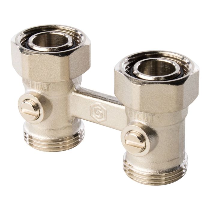 Узел нижнего подключения радиатора STOUT, для двухтрубной системы, прямой, 3/4"