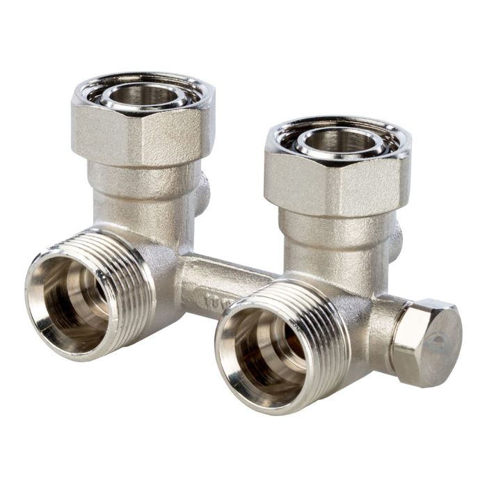 Узел нижнего подключения радиатора STOUT, для однотрубной системы, угловой, 3/4"