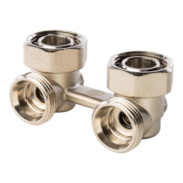 Узел нижнего подключения радиатора STOUT, для двухтрубной системы, угловой,3/4''