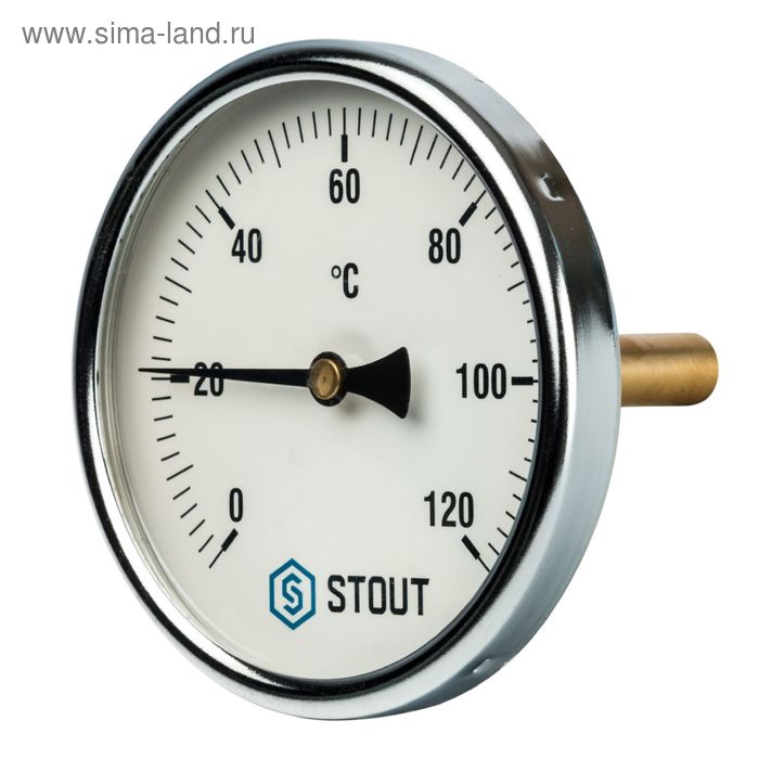 Термометр STOUT SIM-0001-107515, биметаллический, погружная гильза 75 мм 1/2