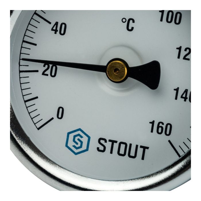 Термометр STOUT, биметаллический, с погружной гильзой 50 мм 1/2", корпус Dn 63 мм