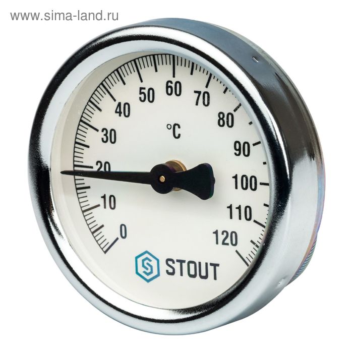 фото Термометр stout, биметаллический, накладной, с пружиной, корпус dn 63 мм, sim-0004-630015
